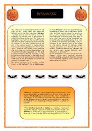 English Worksheet: Halloween (Samhain) and Beltane - reading, speaking, writing and games !! PART II.