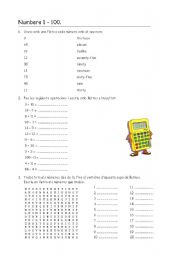 English Worksheet: Numbers 1-100