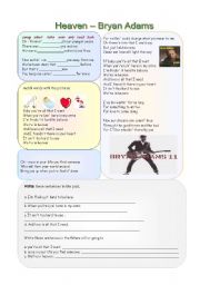 English Worksheet: Heaven - Bryan Adams