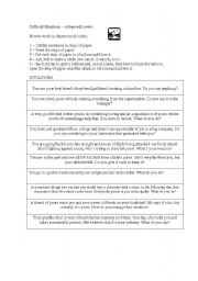 English Worksheet: Speaking Activity - Difficult Situations