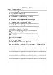 English worksheet: Revision Quiz