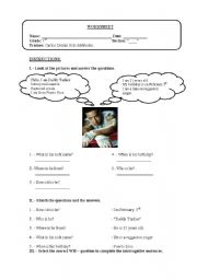 English Worksheet: Wh - Questions