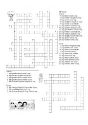 English Worksheet: family cross word puzzle