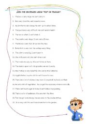 English Worksheet: too-enough