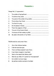 English Worksheet: Possessive s