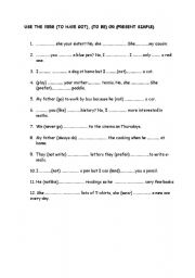 English worksheet: use  have got, to be or present simple