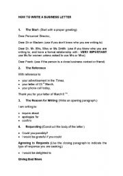 English Worksheet: How to write a basic business letter