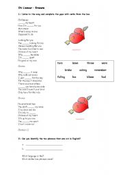 English worksheet: Oh Lamour - Erasure Song