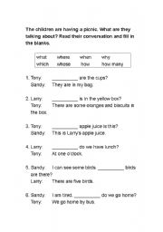 English Worksheet: question words