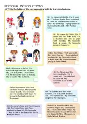 English Worksheet: Kids Introductions - Part 1