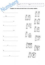 English Worksheet: Numbers matching