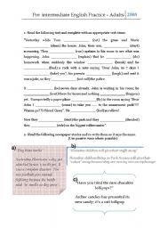 English Worksheet: Pre intermediate practice for young adults, and adults