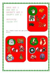 English Worksheet: CHRISTMAS CARDS !!!! Have got / has got / havent got / hasnt got