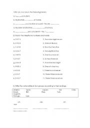 English Worksheet: Revision Unit One