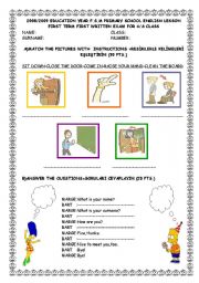 English Worksheet: exam for 4th grades