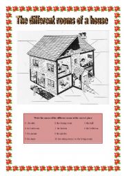 English Worksheet: Rooms of a house