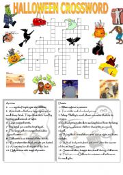 English Worksheet: Halloween Crossword