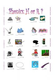 English Worksheet: Phonics: H or R