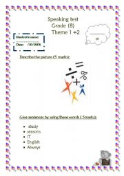 English Worksheet: speaking test 