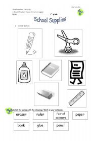 English worksheet: School Supplies