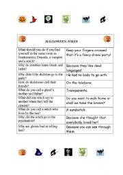 English Worksheet: Halloween jokes