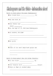 English Worksheet: Important facts about William Shakespeare