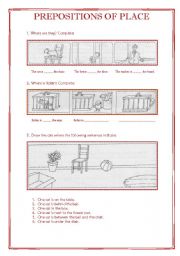 English Worksheet: Prepositions of place (Part 2) 2 pages