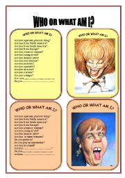 English Worksheet: CARD SEVEN OF WHO OR WHAT AM I GAME