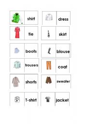 English Worksheet: Clothes Dominoes