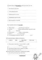 English worksheet: For and Since