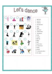 English Worksheet: 4 SKILLS - Lets Dance