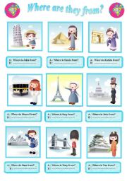 English Worksheet: Questions  : Where are they from?