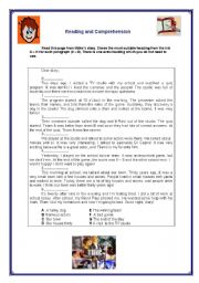 English Worksheet: Reading and Comprehension - Simple Past