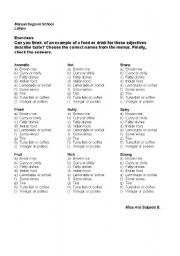 English worksheet: taste and food