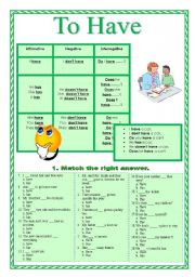 English Worksheet: To Have