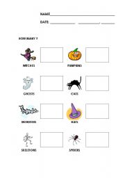 English worksheet: How many - Halloween
