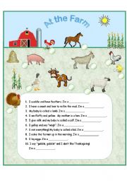 English Worksheet: At the farm