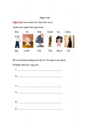 English worksheet: Adjectives and verbs