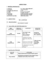 English Worksheet: Lesson plans - Wh-Questions
