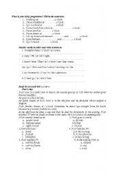 English worksheet: daily programe