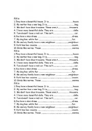 English Worksheet: possessives