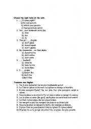 English worksheet: present simple