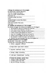 English Worksheet: comparison of adjectives ant the past simple