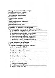 English worksheet: comparison of adjectives ant the past simple