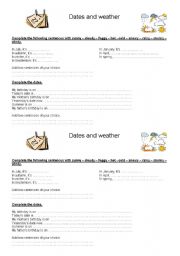 English worksheet: Dates and weather