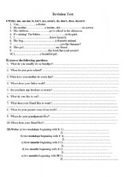 English worksheet: revision test