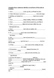 English Worksheet: Conditional sentences