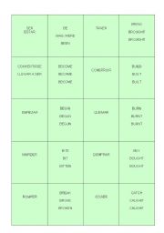 English Worksheet: Irregular verb card game