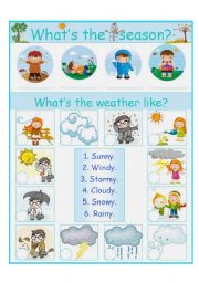 English Worksheet: season and weather