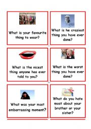 English Worksheet: Conversation cards part 1